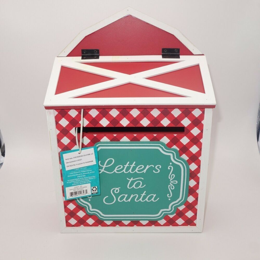 NEW The Pioneer Woman Letters to Santa Red Wooden Decorative Tabletop Mailbox - Picture 3 of 7